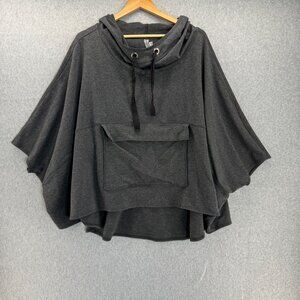 Breakfast In Tokyo Charcoal Gray Poncho Hoodie Sweater‎ Pocket Oversized Boxy